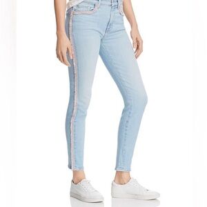 7 For All Mankind High Waist Ankle Skinny With Rainbow Fringe size 30  🌈 👖